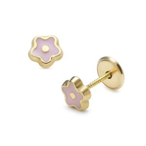 Lisa rózsaszín virág gyerekfülbevaló